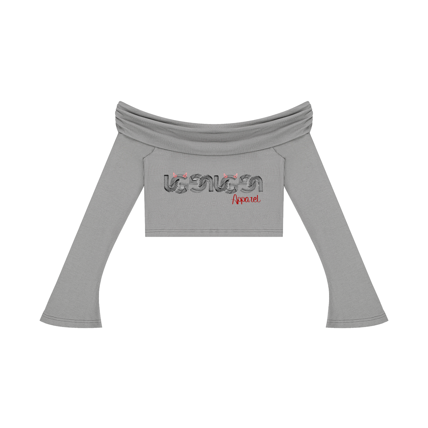 "UG Apparel Chain Pattern" Women's Off-the-Shoulder Bell Sleeve Crop T-Shirt