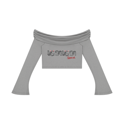 "UG Apparel Chain Pattern" Women's Off-the-Shoulder Bell Sleeve Crop T-Shirt