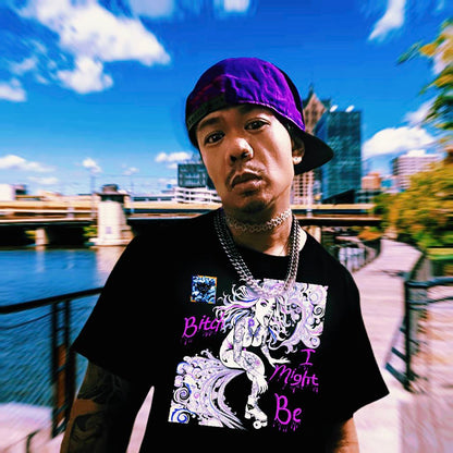 "Bitch I Might Be" Unisex Heavy Cotton Tee - Retro Skate Vibe