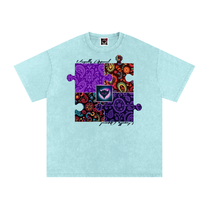 Snow Washed "Ungodly Puzzle" Oversized Cotton T-Shirt