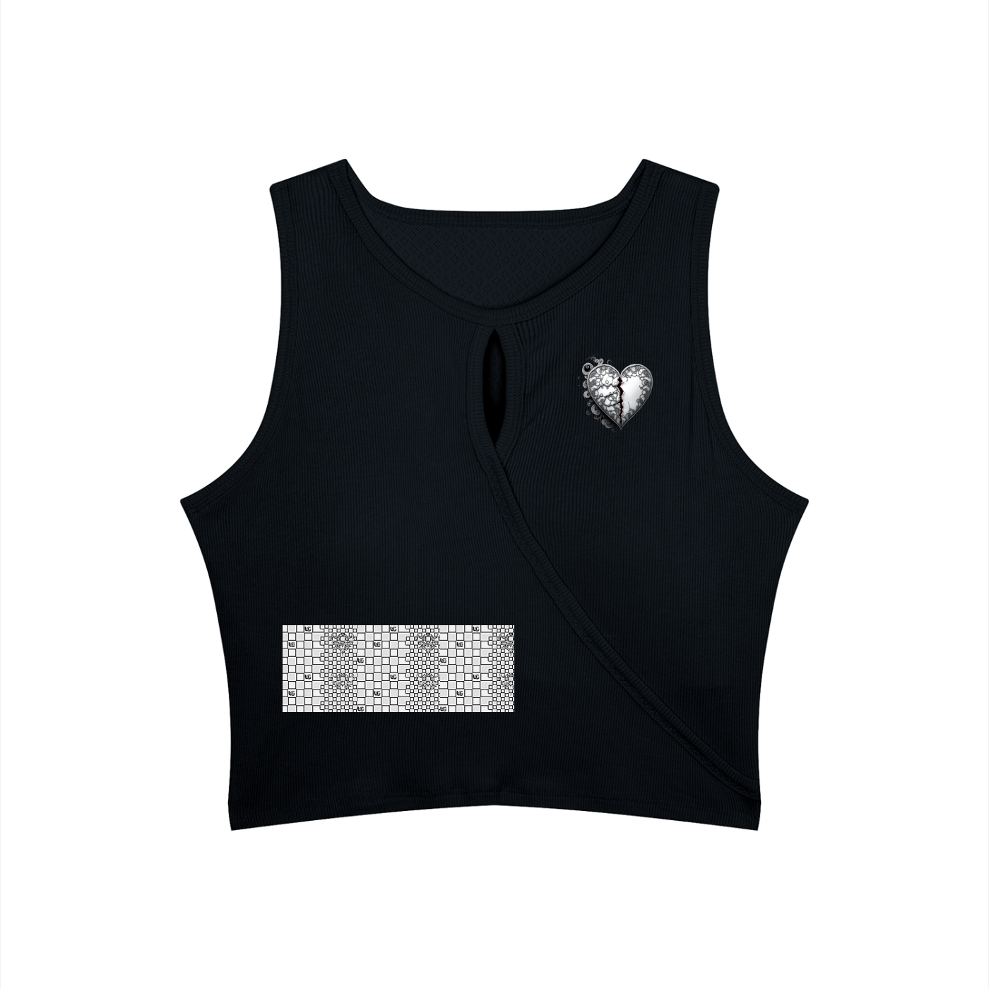 "UG Checkerboard Pattern" Women’s Hollow-Out Yoga Tank Top