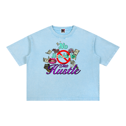 "No Handouts, Just Hustle" Mineral Wash Boxy Cotton T-Shirt
