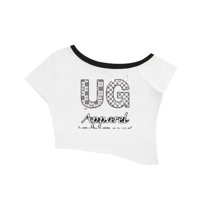 Women's Color Block Off-the-Shoulder T-Shirt "Never Beg for What You Deserve"