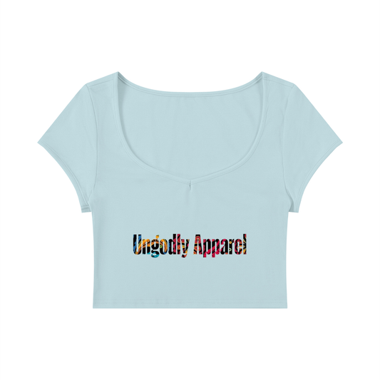 "Ungodly Apparel Bandana Font" Women's Slim Cap Sleeve Crop T-Shirt