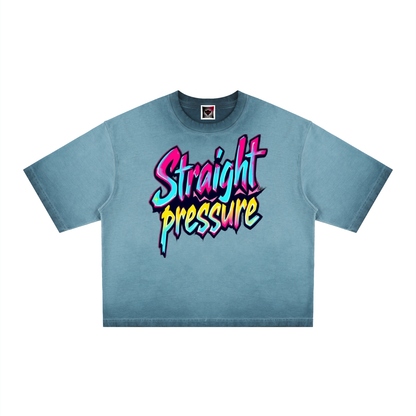"Straight Pressure" Unisex Reverse Dyed Boxy T-Shirt