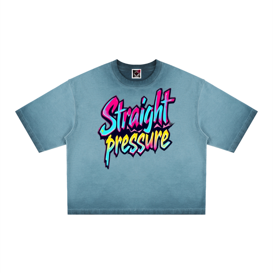 "Straight Pressure" Unisex Reverse Dyed Boxy T-Shirt