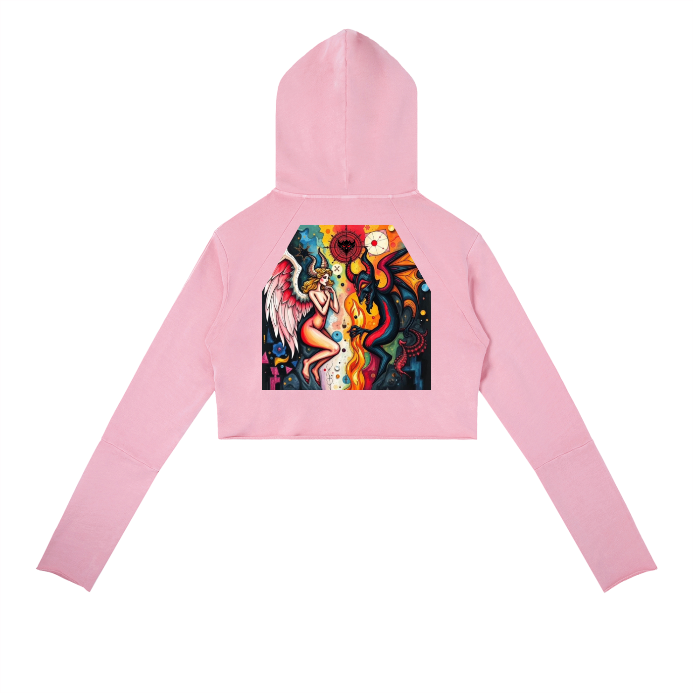"Angels vs Demons" Vintage Washed Raw Edge Hoodie