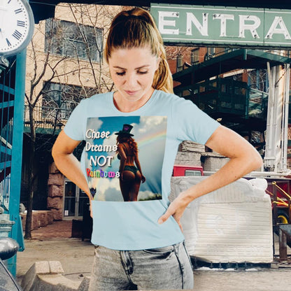 Inspirational Women's Softstyle Tee - 'Chase Dreams NOT Rainbows'