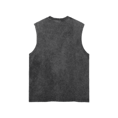 Alien Snow Washed Frayed Hem Tank Top