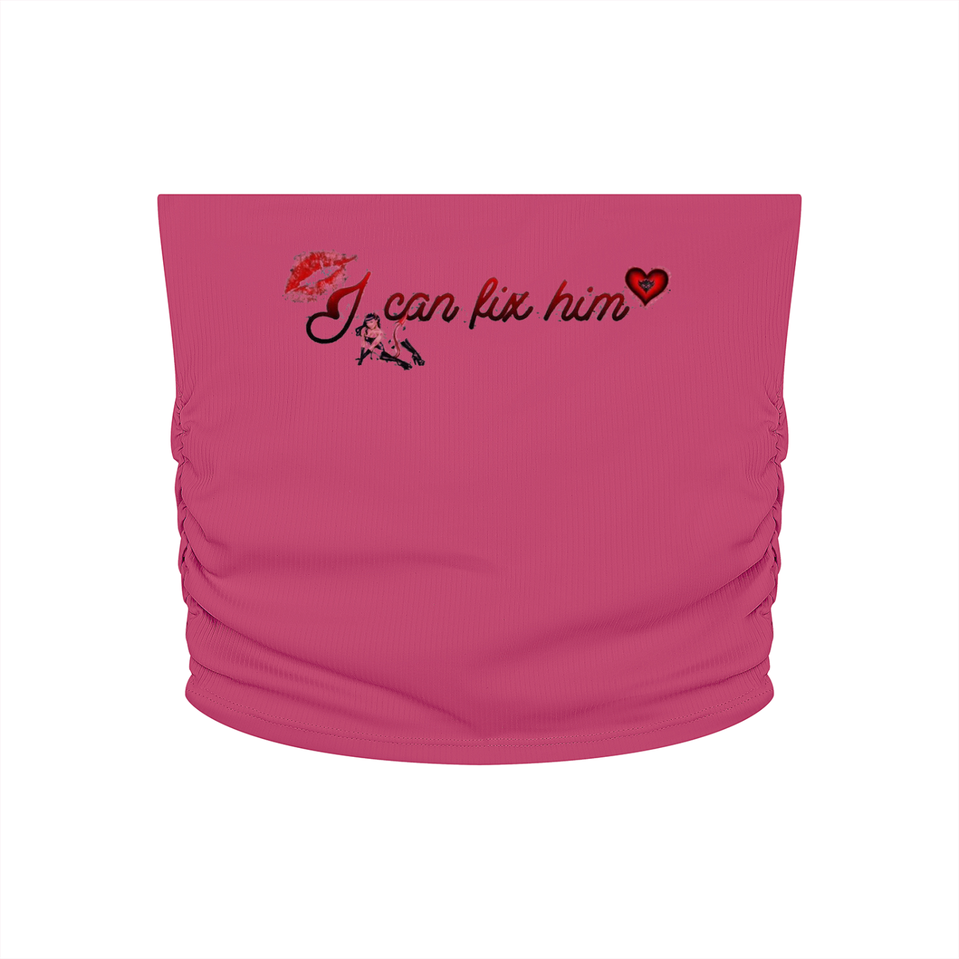 "I Can Fix Him" Women’s Ruched Cropped Yoga Tube Top