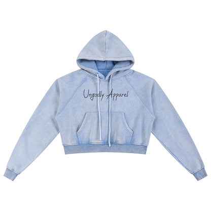 "Hot Girl with Villain Tendencies" Snow Washed Cropped Hoodie