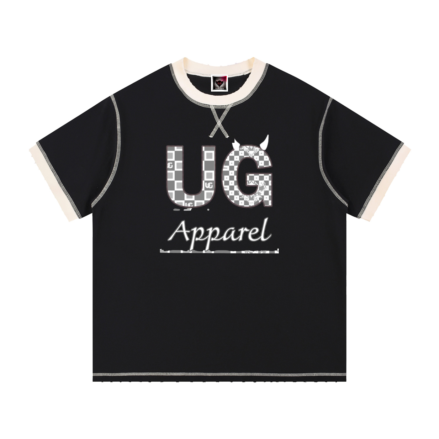 "Black and White UG Apparel" Contrast-Stitched Cotton T-Shirt