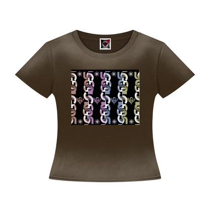 Women’s "Colored UG Chain Pattern" Sunfade Washed T-Shirt