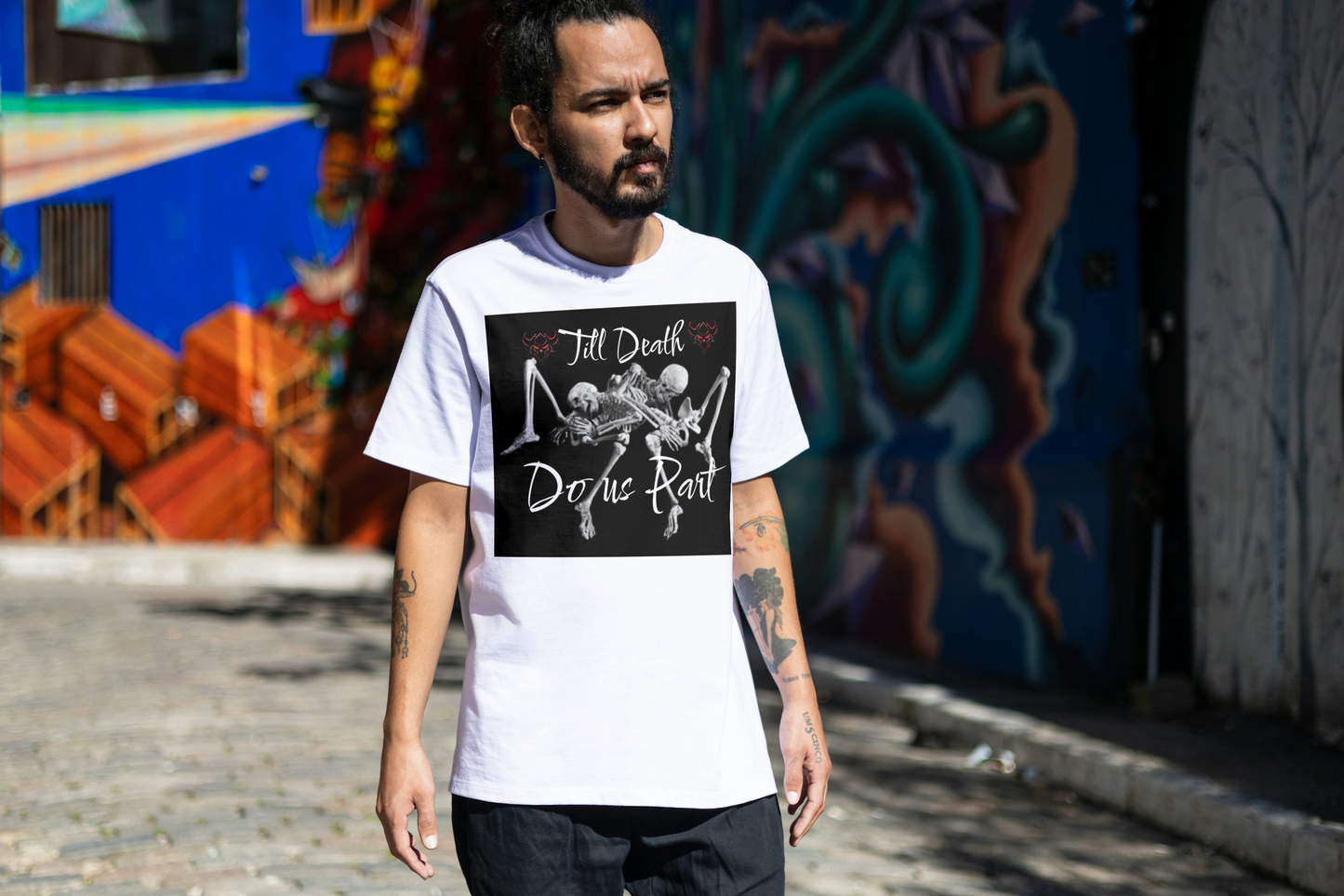 Till Death Do Us Part Tee, Unisex Skeleton T-Shirt for Halloween, Couple Gift, Festive Streetwear, Gothic Style