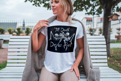 "Till Death Do Us Part" Skeleton Dance Graphic Tee, Funny Halloween Shirt, Gift Idea for Her, Spooky Season Fashion, Horror Enthusiast Tee