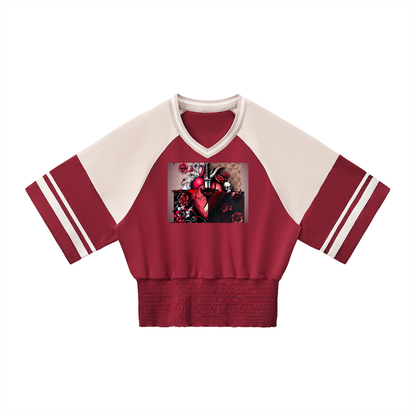 "Tangled Hearts" Women's Color Block Ruched T-Shirt