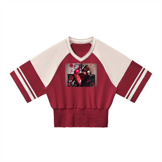 "Tangled Hearts" Women's Color Block Ruched T-Shirt