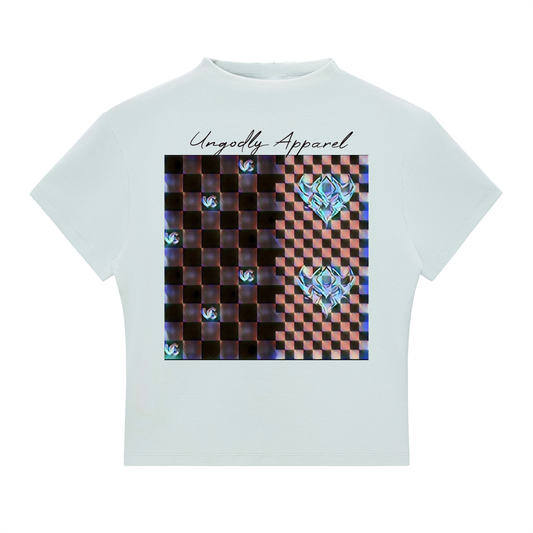 "UG Black and Brown Checkerboard Pattern" Essential Slim Fit Mock Neck T-Shirt