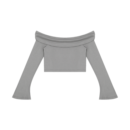 "UG Apparel Chain Pattern" Women's Off-the-Shoulder Bell Sleeve Crop T-Shirt