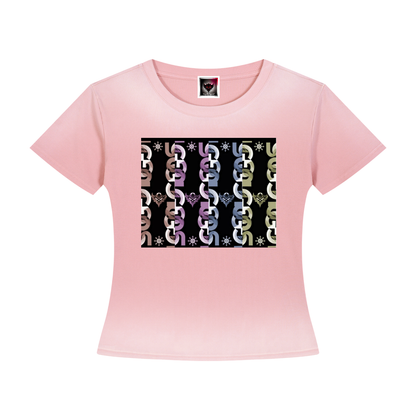 Women’s "Colored UG Chain Pattern" Sunfade Washed T-Shirt