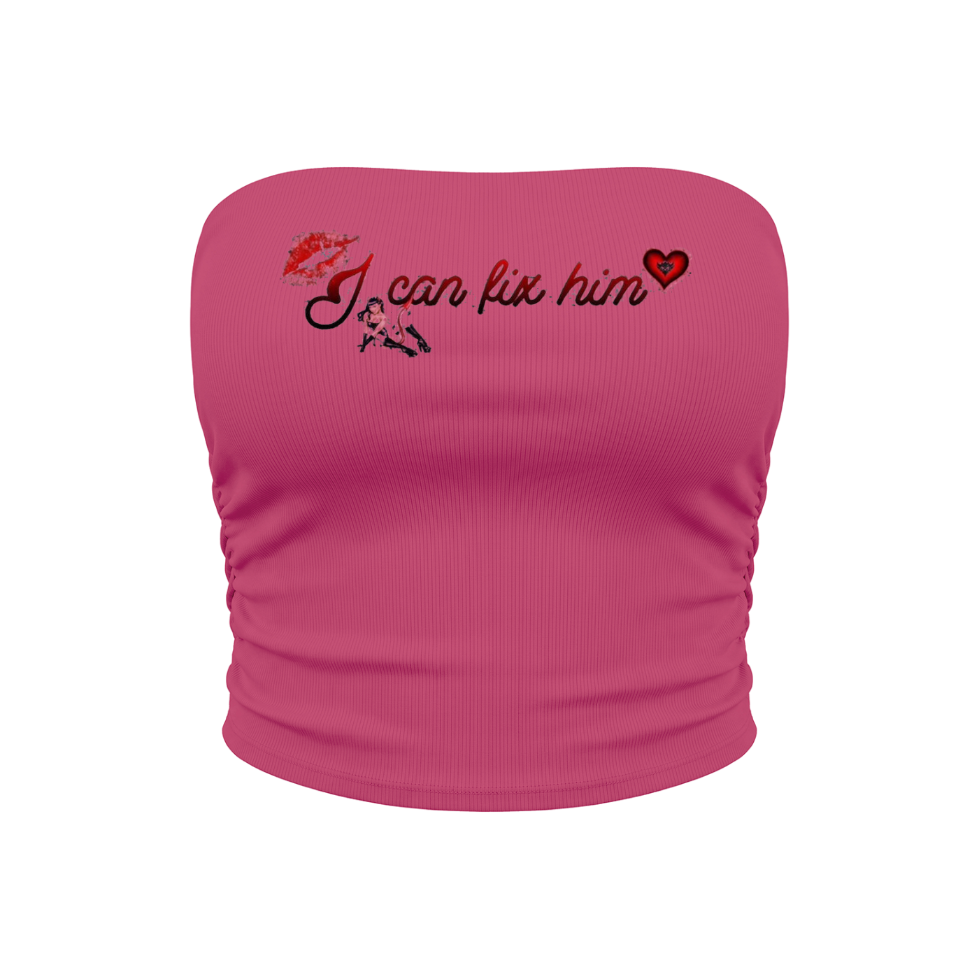 "I Can Fix Him" Women’s Ruched Cropped Yoga Tube Top