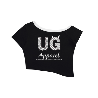 Women's Color Block Off-the-Shoulder T-Shirt "Never Beg for What You Deserve"