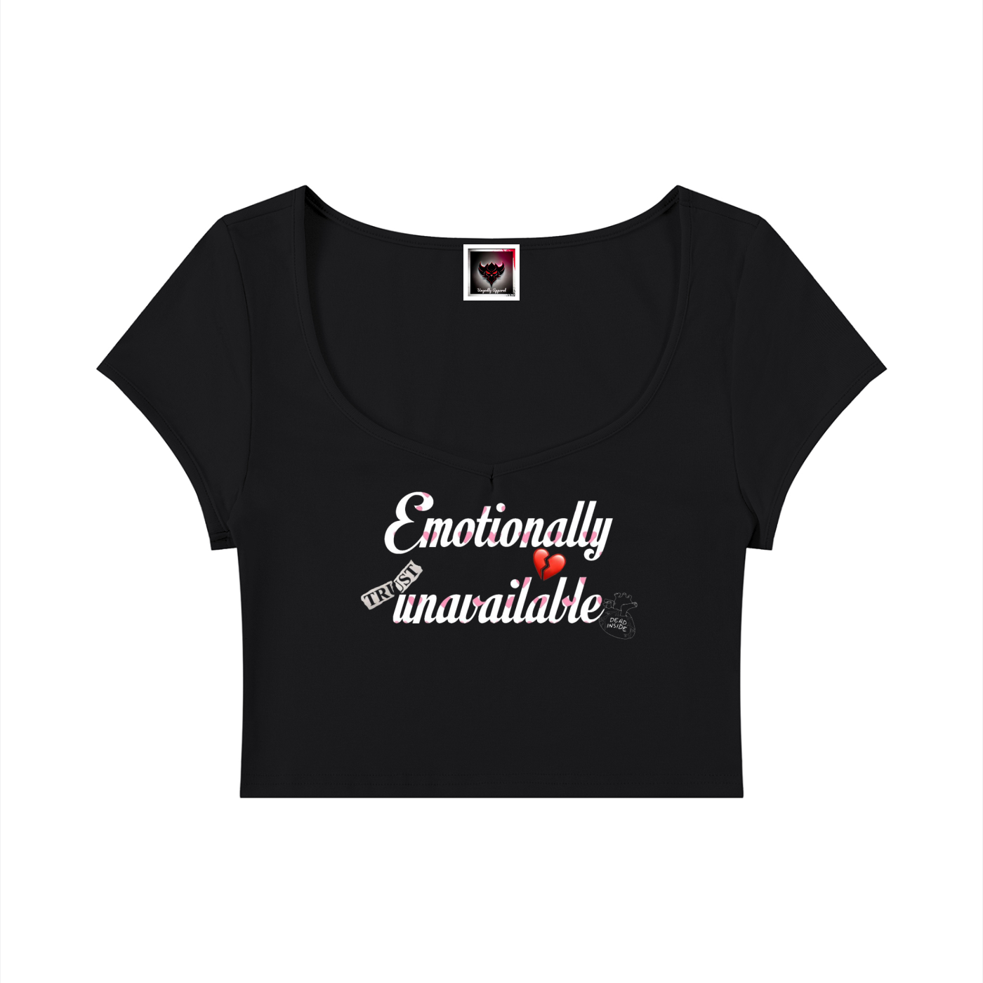 "Emotionally Unavailable" Women's Slim Cap Sleeve Crop T-Shirt