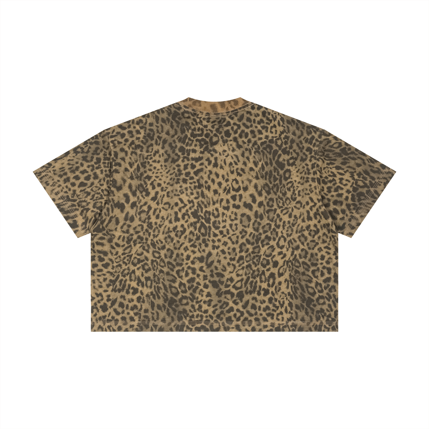 Black Ungodly Design Unisex Leopard Print Boxy T-Shirt