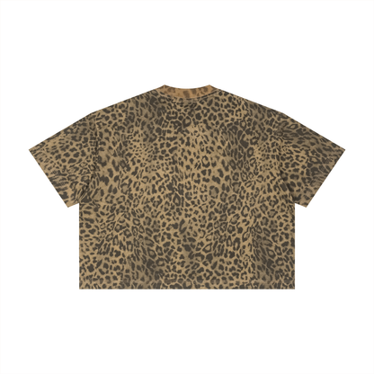 Black Ungodly Design Unisex Leopard Print Boxy T-Shirt