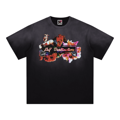 "Self-Destructive" Sunfade Edge Gradient T-Shirt