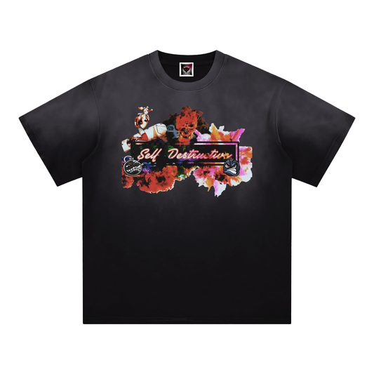 "Self-Destructive" Sunfade Edge Gradient T-Shirt