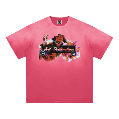 "Self-Destructive" Sunfade Edge Gradient T-Shirt