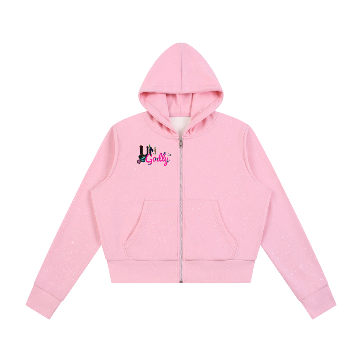 "Ungodly Apparel Zombies" Women's Sparkles Fleece Full Zip Hoodie