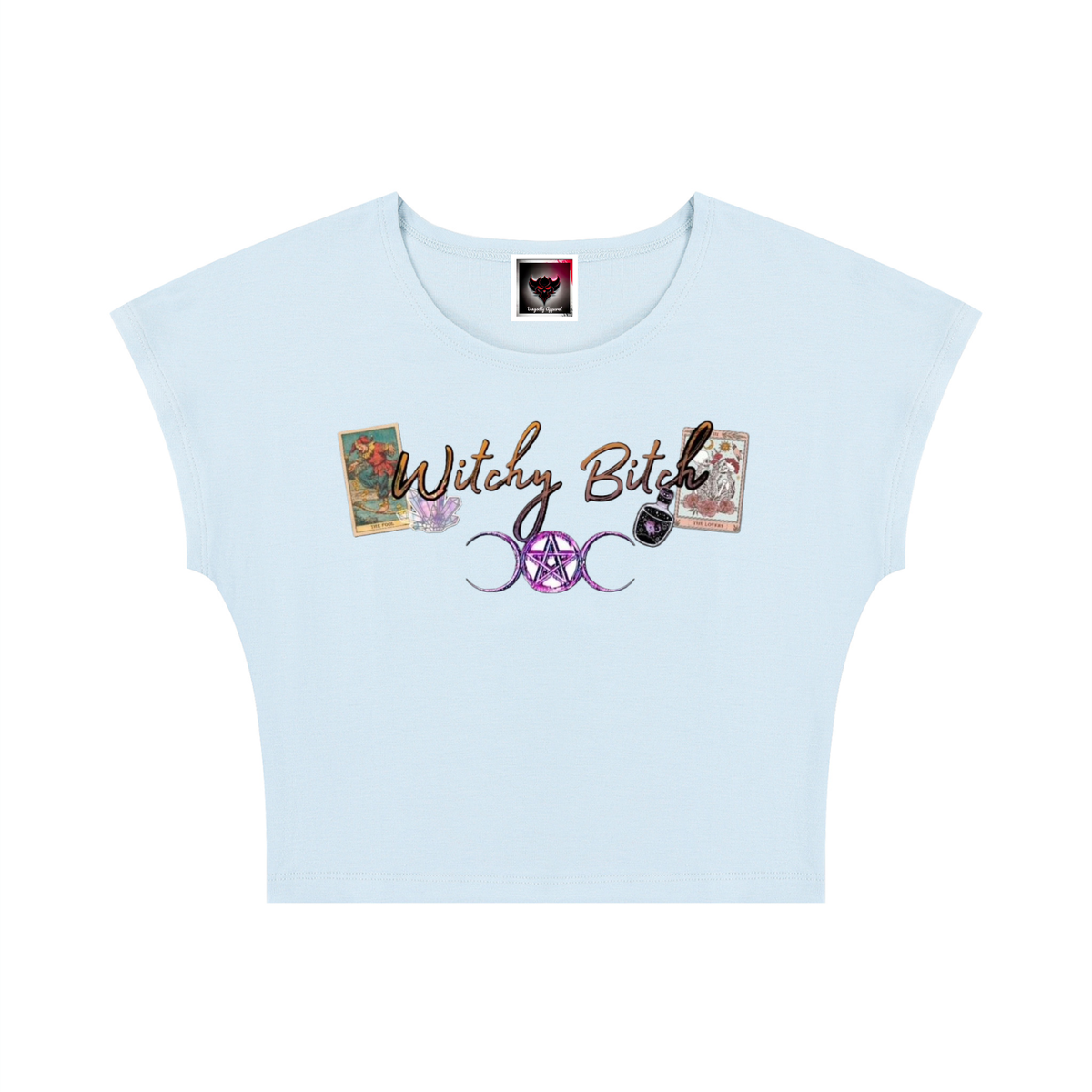 Women's Slim Crop T-Shirt "Witchy Bitch"
