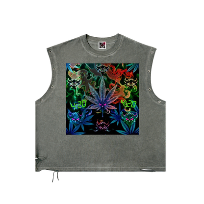 "4:20 Ungodly Logo" Distressed Grommet Eyelet Tank Top