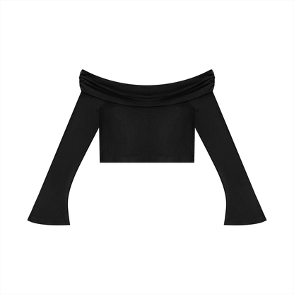"Ungodly Apparel Leopard" Women's Off-the-Shoulder Bell Sleeve Crop T-Shirt