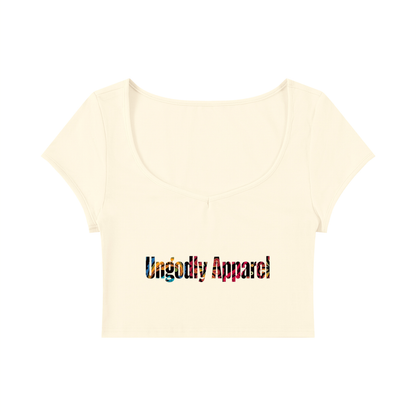 "Ungodly Apparel Bandana Font" Women's Slim Cap Sleeve Crop T-Shirt