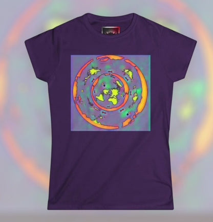 Women's Tee — Colorful Psychedelic Flat Earth Map Graphic Shirt