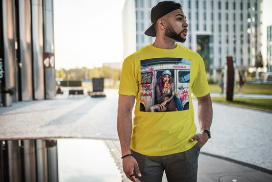 "Free Candy" Street Art Unisex Heavy Cotton Tee, Casual Graphic Shirt, Vintage Style Tee, Unique Gift, Urban Wear, Art Lover Apparel