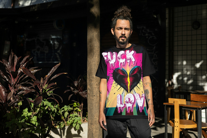 Emotional Graphic T-Shirt - "F*** Love" Design for Bold Expressions