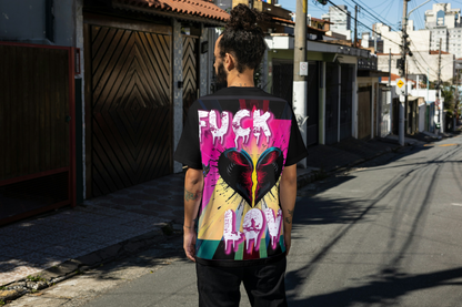 Emotional Graphic T-Shirt - "F*** Love" Design for Bold Expressions