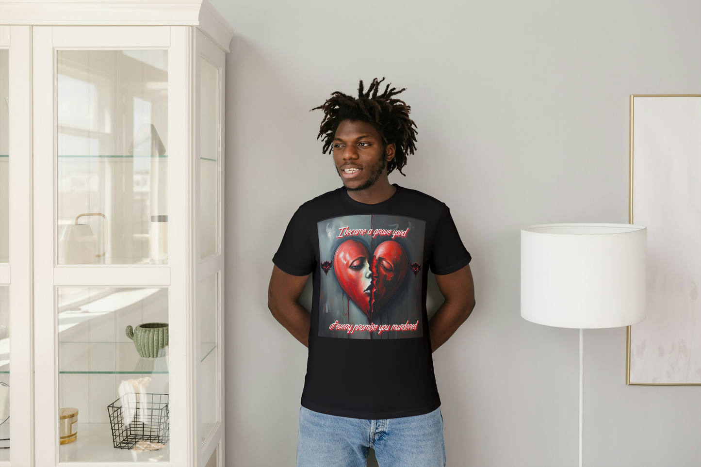 Heartbreak Unisex Heavy Cotton Tee - "I Became a Graveyard to Every Promise You Murdered" Graphic T-Shirt