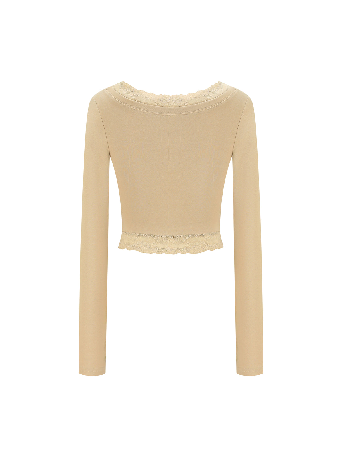 UG Brown Checkerboard Animal Women's Lace Trim Long Sleeve T-Shirt