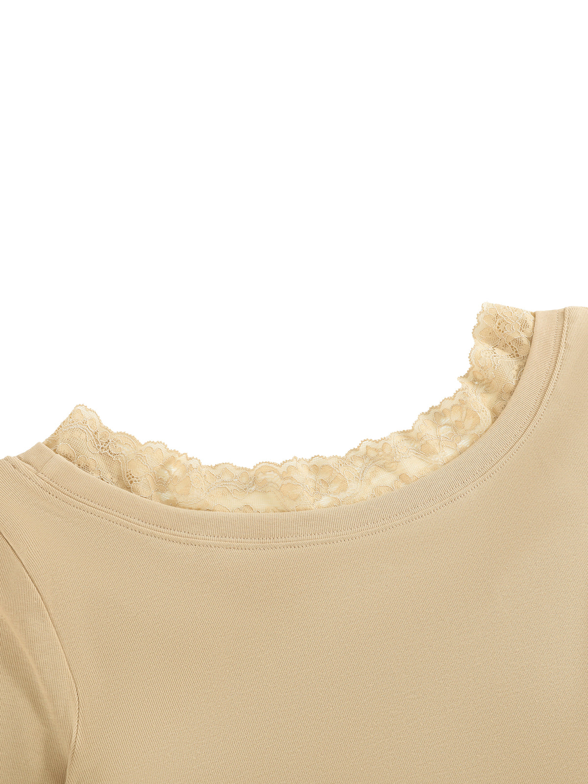 UG Brown Checkerboard Animal Women's Lace Trim Long Sleeve T-Shirt