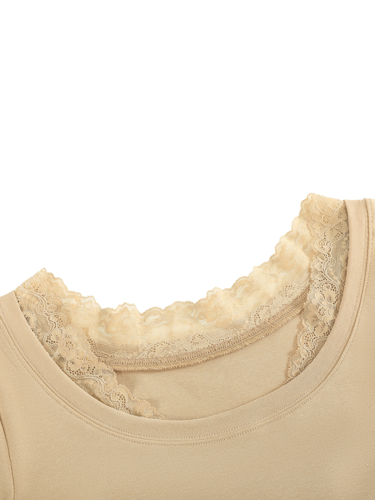 UG Brown Checkerboard Animal Women's Lace Trim Long Sleeve T-Shirt