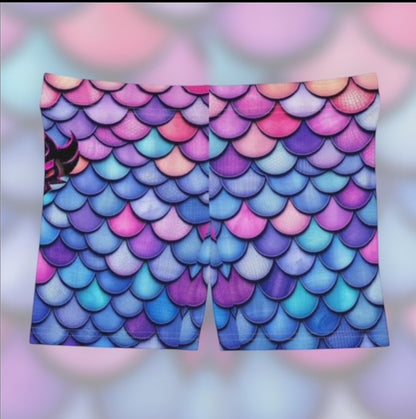 Mermaid Scale Women's Shorts — Colorful Pastel Swim/Activewear