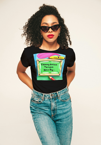 Inspirational Women's Softstyle Tee -"Coloring Outside The Lines Since Day 1"