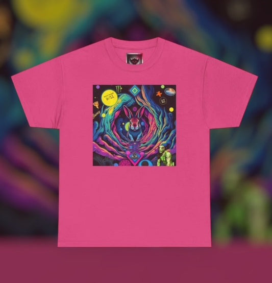 Psychedelic Cosmic Rabbit Hole T-Shirt — Vibrant Trippy Space Art Tee