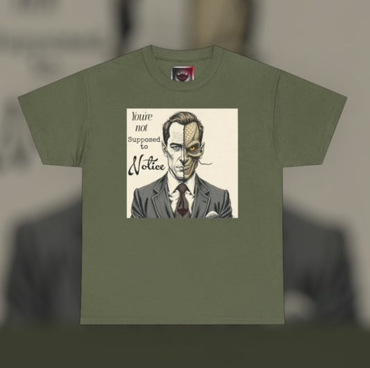 Vintage Noir Reptilian Portrait Tee — “You’re Not Supposed to Notice” Graphic T‑Shirt