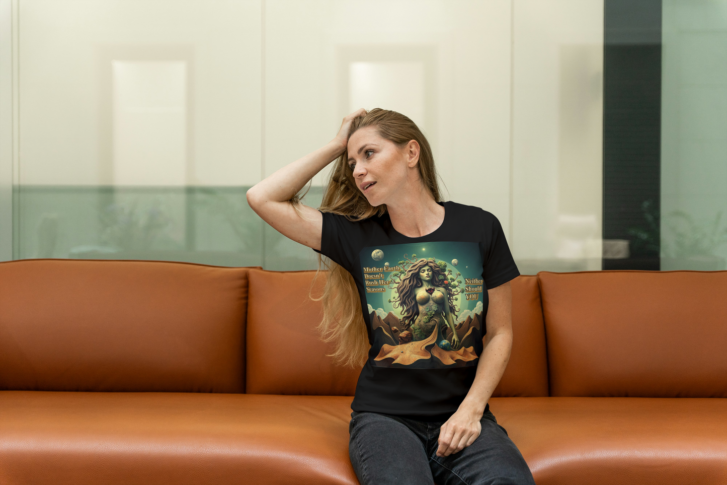 "Mother Earth Doesn't Rush her Reasons, Neither Should You" Graphic Women's Tee - Eco-Friendly Softstyle T-Shirt